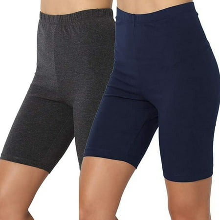2 Pack Plus Size Biker Shorts for Women Buttery Soft High Waisted Tummy Control Running Yoga Pants Under Dress Shorts Short Leggings