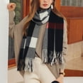thumbnail image 5 of Clearance! Baberdicy Women's Autumn and Winter Colorful Plaid Shawl Thickening Warm Fringe Scarf Scarf Grey, 5 of 9