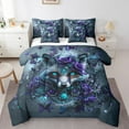 thumbnail image 1 of YST Ensemble de Douillette Attrape-Rêves Loup Violet Rose Papillon Ensemble de Literie 7 Pcs Style Western Boho Lit en Sac Format Simple Faune Animal Floral Ensemble de Draps avec Douillette Déco de Chambre, 1 of 5
