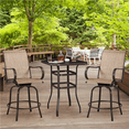 thumbnail image 5 of Yaheetech Outdoor Swivel Texteline Bistro Chairs with Armrest and Footrest, Set of 2, Brown, 5 of 10