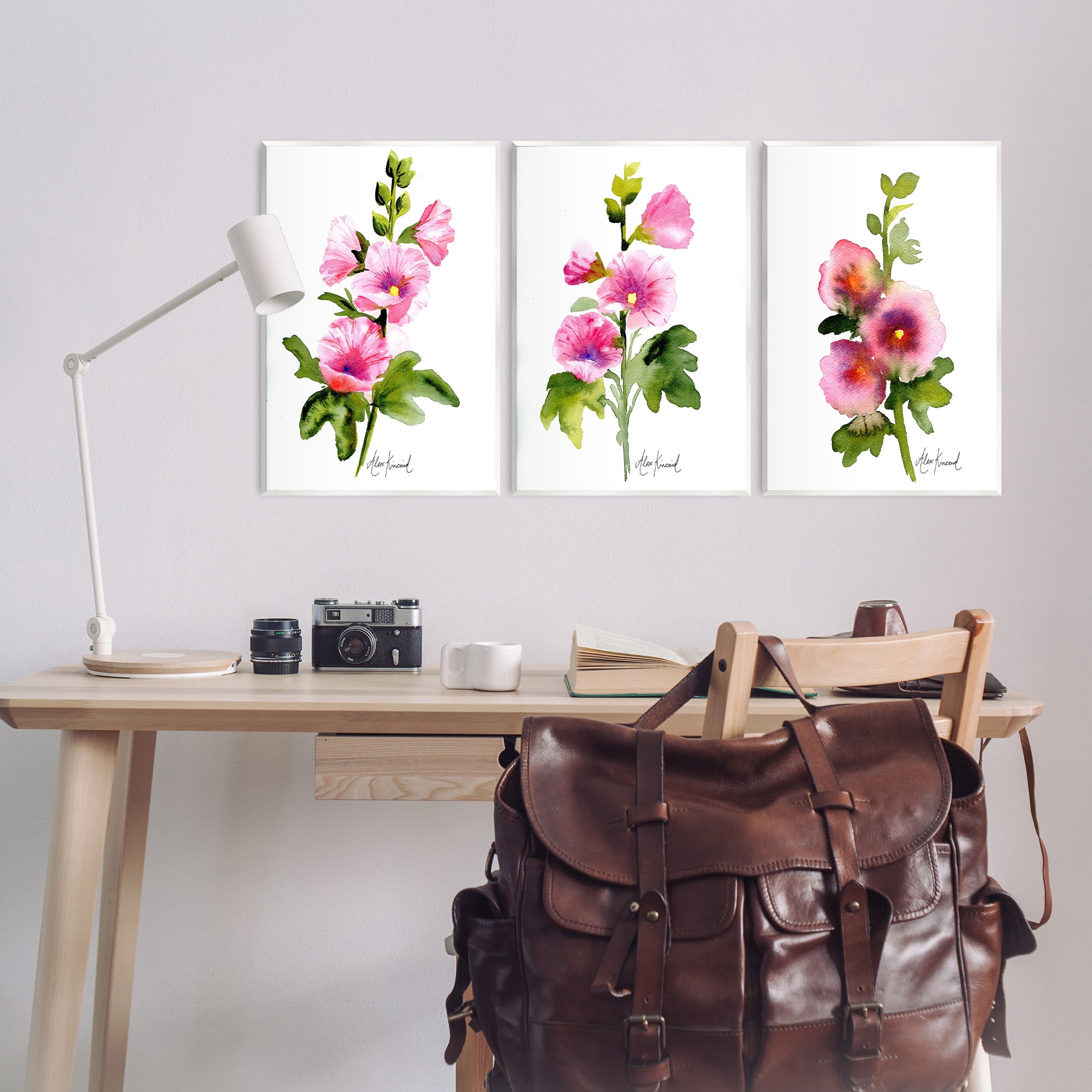 Stupell Industries Pink Flower Watercolors Botanical & Floral Painting Unframed Art Print Wall Art, 13 x 19, Set of 3