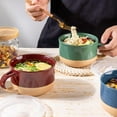 thumbnail image 5 of AmorArc Ceramic Soup Mugs with Handles and Lids,24 OZ Soup Cups Set of 4 with Terracotta Underside,Mug Bowls with Spoon for Soup/Cereal/Salad/Noodles/Ramen/Microware &Dishwasher Safe-Multicolor-2, 5 of 9