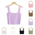 thumbnail image 1 of Ashirexll Débardeurs pour Femmes Été Couleur Unie Sans Manches Col Carré Blouses, 1 of 4