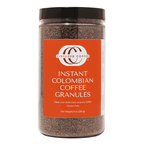 Civilized Coffee Instant Coffee Granules, Colombian Coffee Classic Roast, Non-GMO Jar (9 oz)