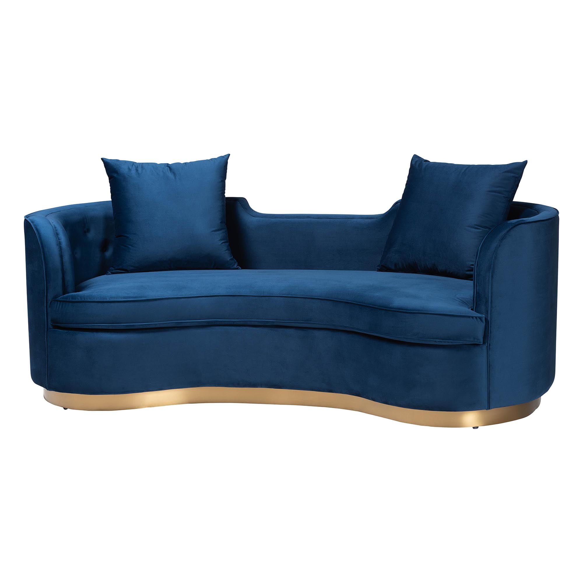 Baxton Studio Deserae Glamour Sofa, Velvet Fabric, Gold