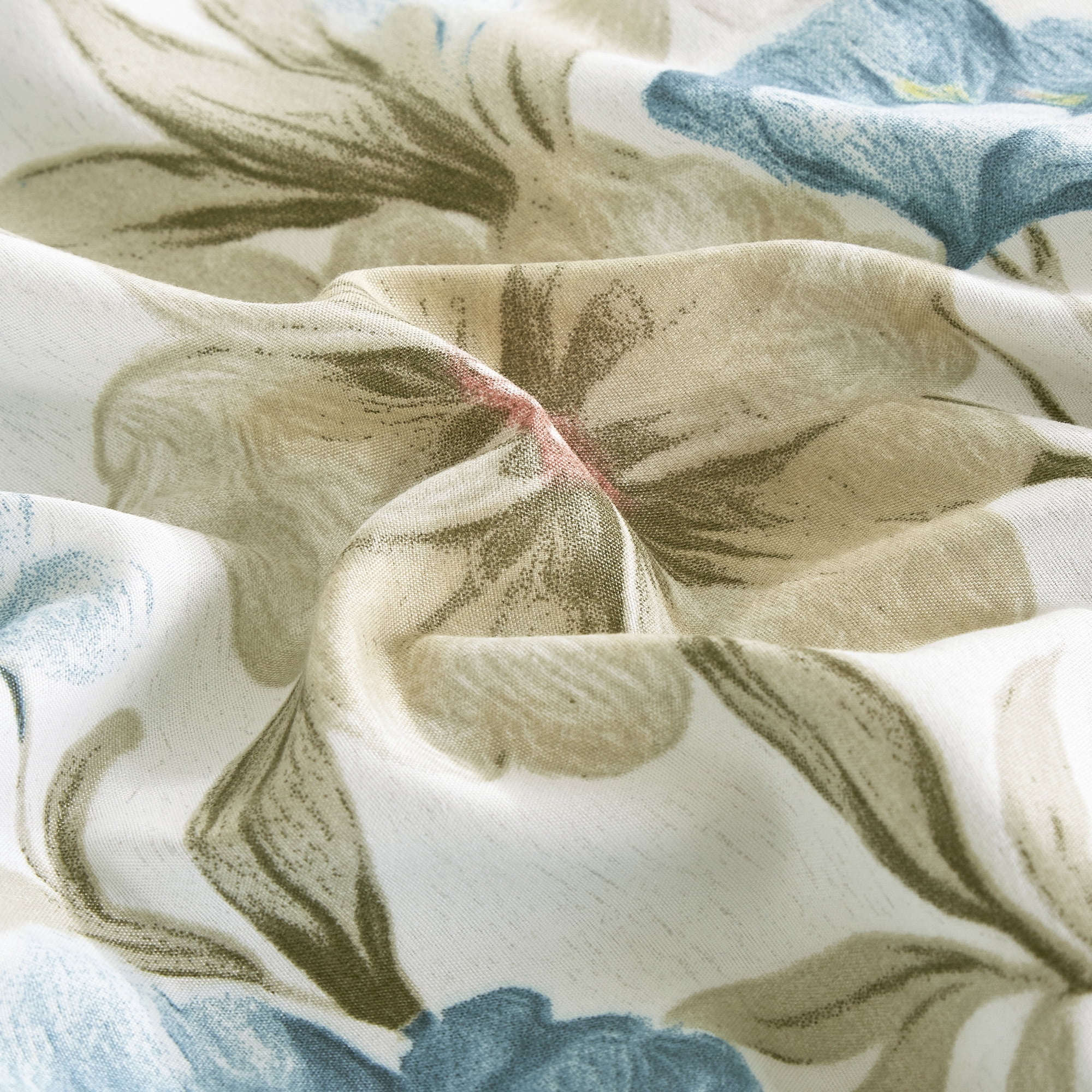 7-Piece Blue & Green Floral Print Bed in a Bag Set, All-in-One Bedding Collection with Comforter & Sheet Set,Twin XL