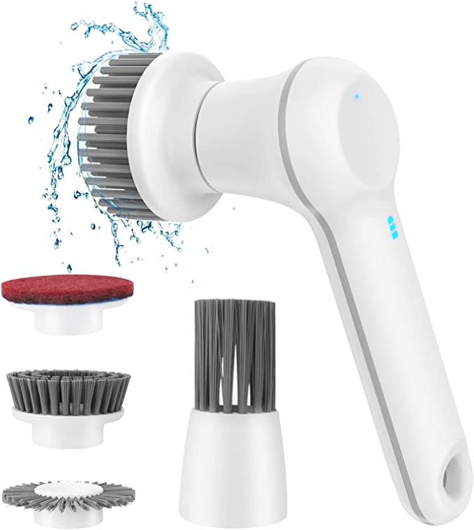 Electric Spin Scrubber, 4 Replaceable Cleaning Brush Heads Cordless