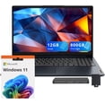 thumbnail image 1 of Lenovo IdeaPad 1 15.6" HD Laptop, Intel Celeron N4500, 12GB RAM, 512GB SSD+128GB eMMC, Intel UHD Graphics, WiFi 6, Num Pad, SD Card Reader, HDMI, Win 11, Abyss Blue, 160GB Docking Station Set, 1 of 8