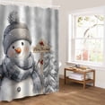 thumbnail image 5 of Grey Snowman Christmas Bathroom Curtain 72 Inch Shower Curtain with Hooks, Xmas Snowflake Tree Gray Waterproof Polyester Bath Curtain Washable Bathtub Curtain 72''x 72'', 5 of 6