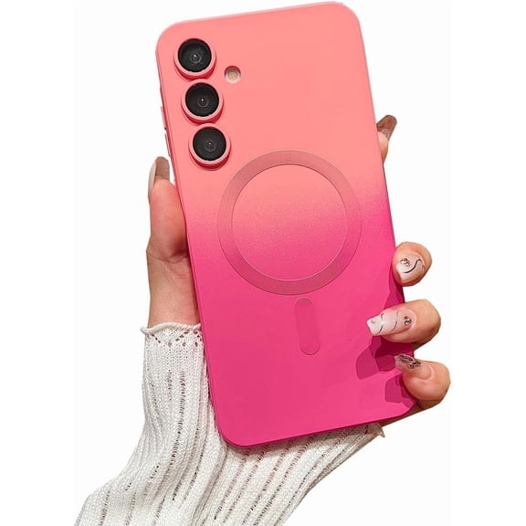 Compatible with Galaxy A24 5G Case Magnetic [Support Magsafe Charger] Wireless Camera Lens Protector Gradient Shockproof Silicone Rubber Phone Cover Case for Samsung Galaxy A24 5G