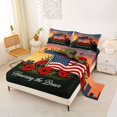 thumbnail image 2 of Manfei Usa Flag Flower Queen Sheets,Honoring The Brave Printed Queen Sheet Sets,4pcs,1 Flat Sheet, 1 Fitted Sheet and 2 Pillowcases, 2 of 6