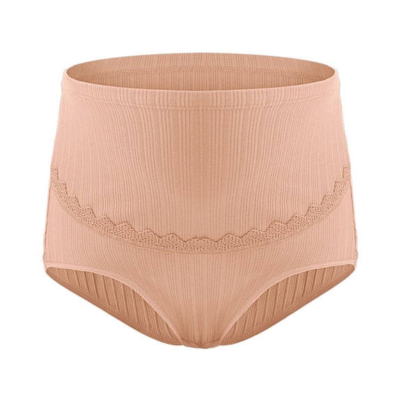 SDNall Maternity Underwear for Women High-Waist Lace Belly Support Breathable Briefs with Adjustable Fit for Pregnancy Comfort in Beige