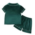thumbnail image 3 of Jalioing Boys Girls Short Silk Pajama Set 2 Piece Short Sleeve Sleepwear Toddler Kids Satin Button Down Pjs Set, 3 of 9
