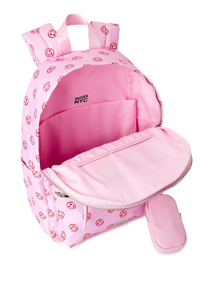 Madden NYC Girls Modular Zipper Backpack Pink Smiley  display picture 1