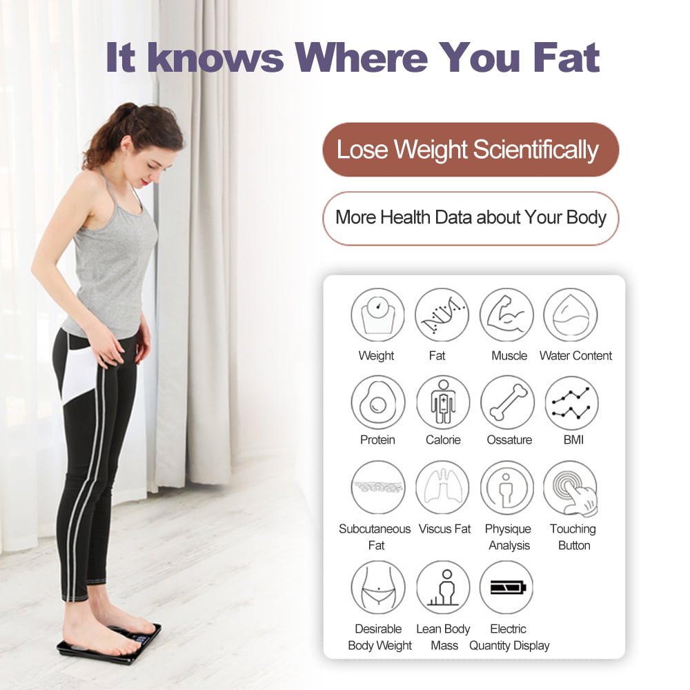 BESPORTBLE Intelligent Weight Scale Digital Body Fat Scale Body Bathroom  Weight Composition Analyzer Health Monitor PinkBattery Style Body Weight  Home