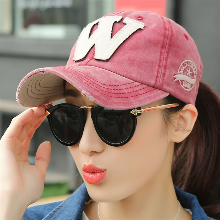 Woman Letter Green Hot Pink Baseball Caps Men Adjustable Casual Embroidered Cotton Sun Hats Unisex