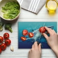 thumbnail image 4 of Shark Cutting Board, Digital Psychedelic Mammal Droplets Scary Atlantic Beast Abstract Art, Decorative Tempered Glass Cutting and Serving Board, Small Size, Blue Grey, by Ambesonne, 4 of 5