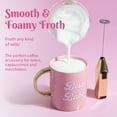 thumbnail image 3 of Paris Hilton Handheld Milk Frother Set, 2-Pack, Includes Pink & Brushed Gold Frothers, Battery-Operated, 3 of 7