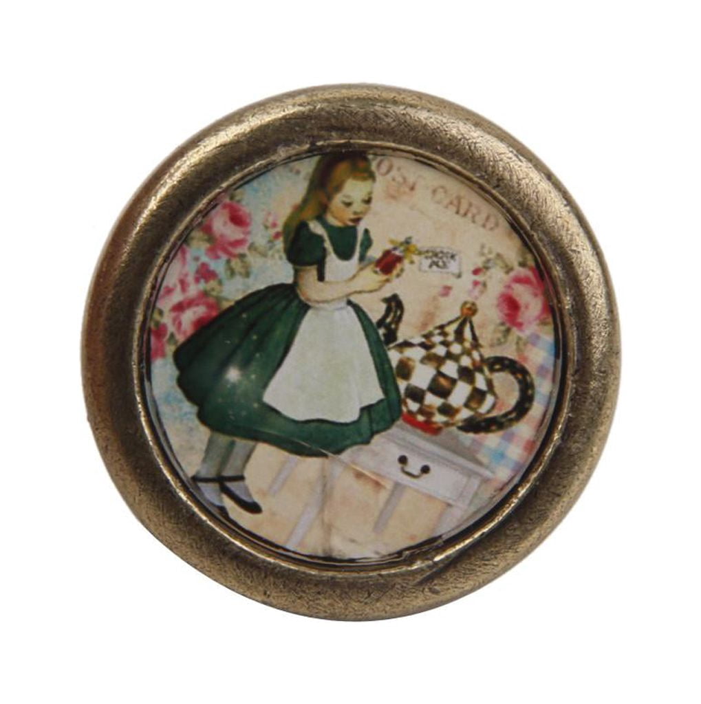Axioma 7x Drawer Knob Polished Brass Cabinet Knobs, Vintage Dresser Handle for Cupboard