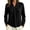 Black, variant on Women's Fashion Blouse Top V Neck Front Pleated Curved Hem Long Sleeve Casual Shirt Loose Business Shirt