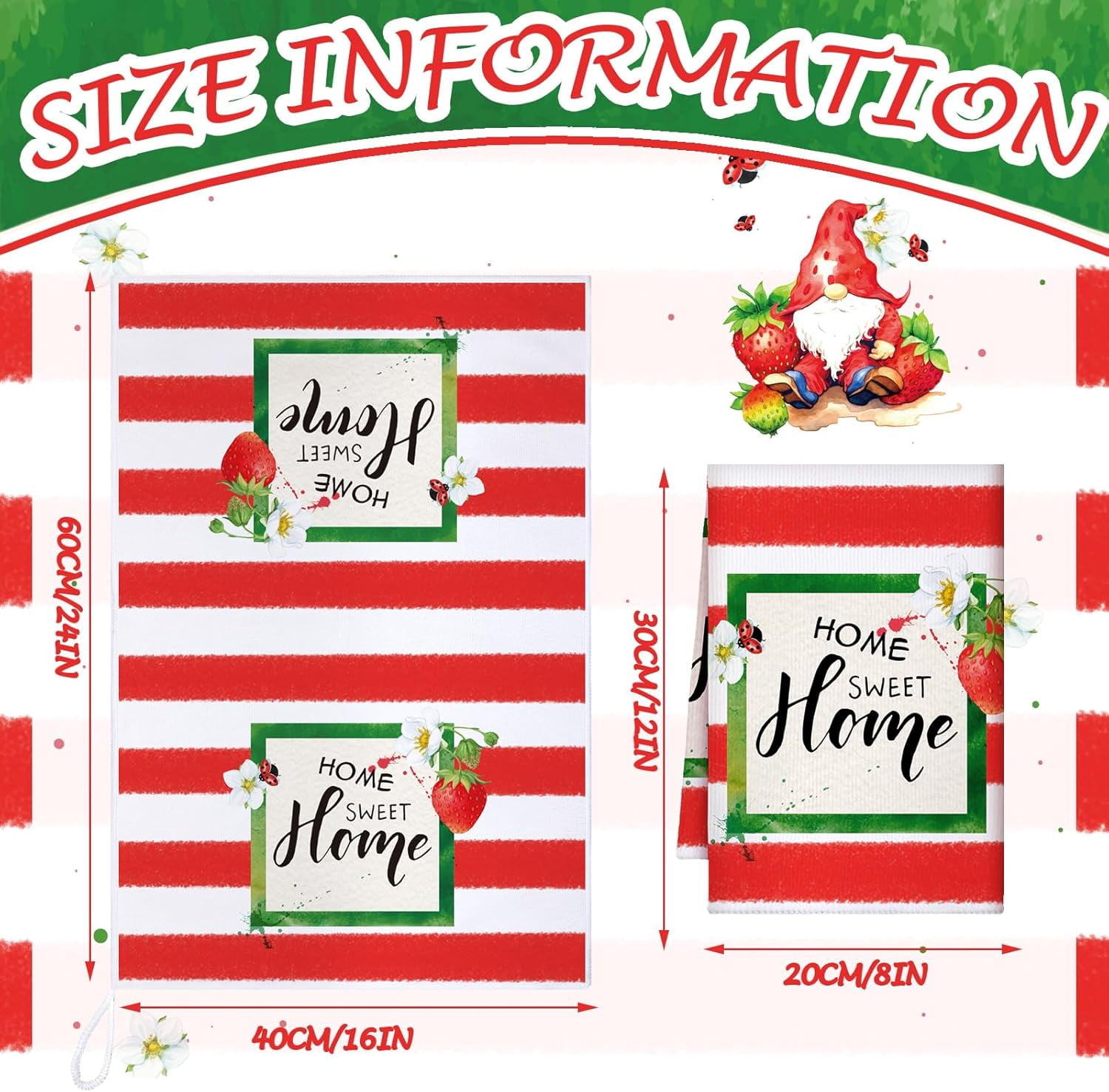 6 Pcs Summer Kitchen Towels 24 x 16 Inch Farmhouse Strawberry Hand Bath Dishtowels Absorbent Summer Tea Towel for Holiday Kitchen Bathroom Strawberry Party Decor Gifts