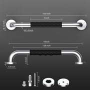 16 Inch Anti Slip Shower Grab Bar Handle, 2 Pack Safety Hand Rail Support,Chrome Stainless Steel Bathroom Grab Bar, Knurled Bathroom Balance Bar,Handicap Elderly Injury Senior Assist Bath Handle