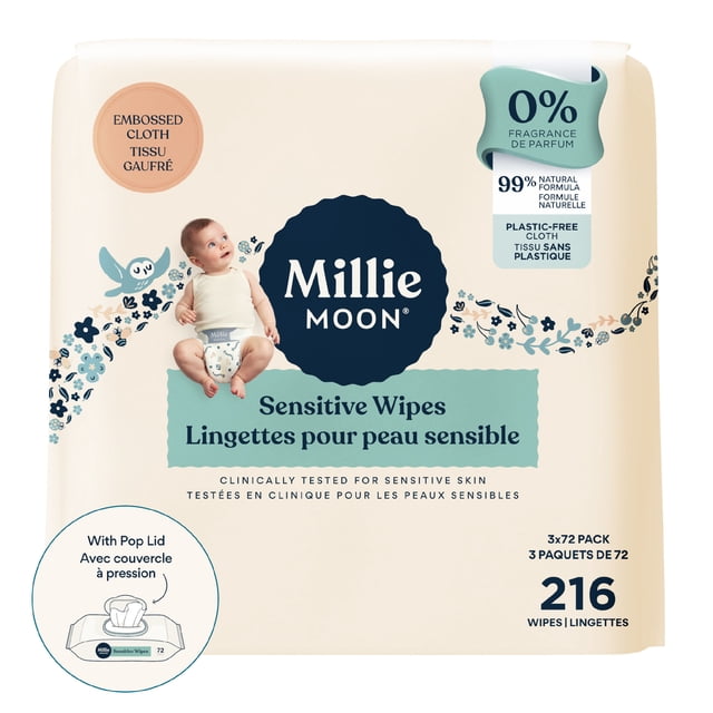 Millie Moon Sensitive Wipes, 216 Count