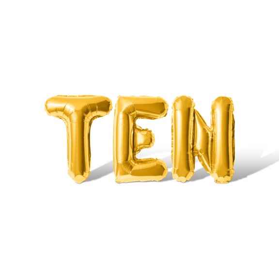 Letter Balloons - TEN 16" Inch Alphabet Letters Foil Mylar Balloon Birthday Party Banner (Gold)