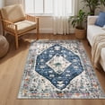 thumbnail image 3 of Lahome Decor 4'x6' Area Rug for Living Room,Machine Washable Non Slip Inside Floor Mat,Vintage Rug,Low Pile Lightweight Vintage Rug for Bedroom Dining Room Office Farmhouse,Blue, 3 of 9