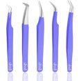 thumbnail image 1 of SIVOTE Pinces à Extensions de Cils pour Cils Classiques et Volume, Lot de 5, Violet, 1 of 7