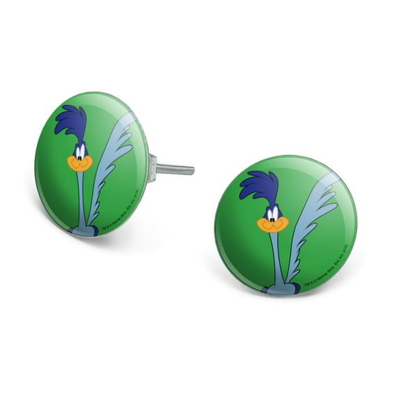 Looney Tunes Road Runner Novelty Silver Plated Stud Earrings