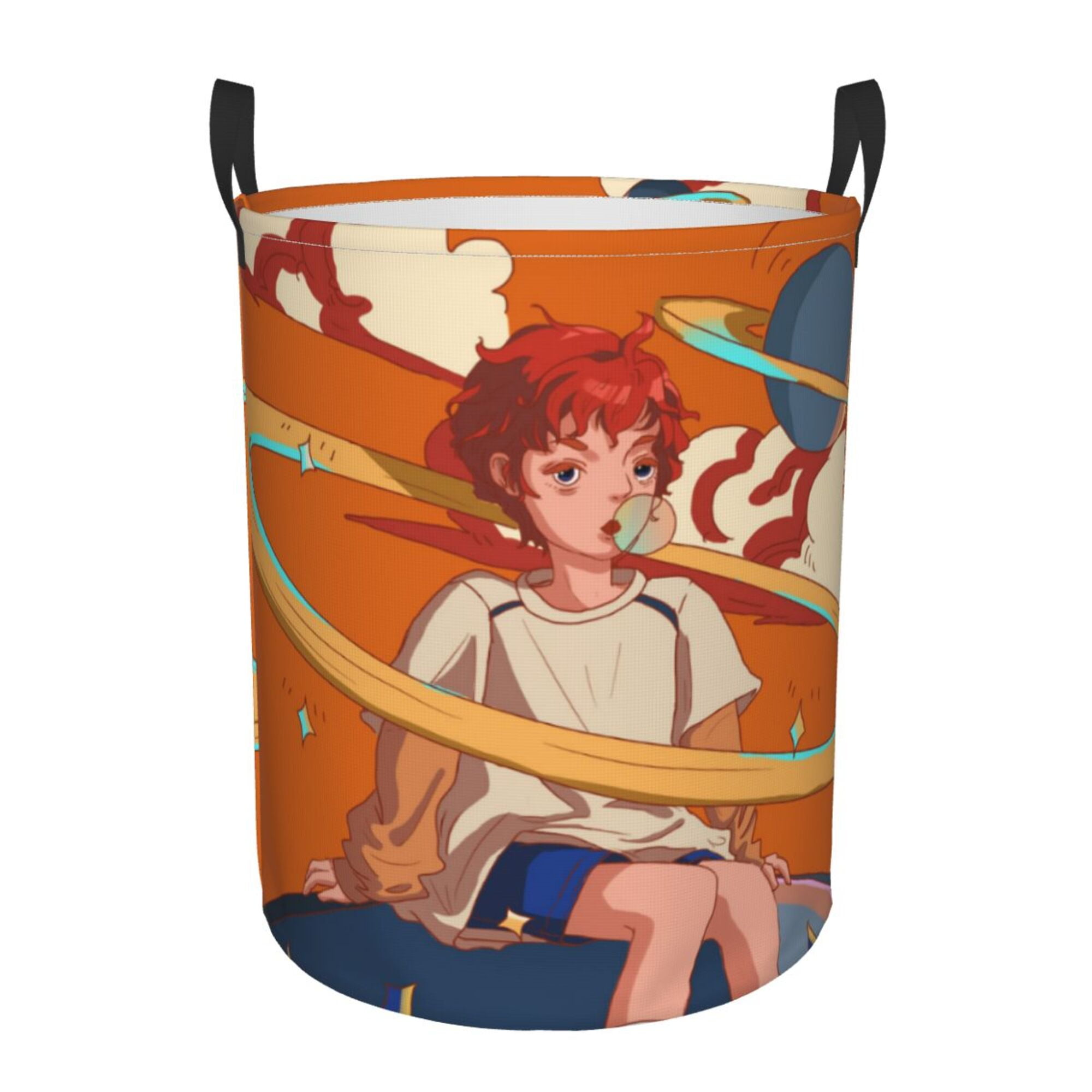 XMXY Round Laundry Basket Organizer, Funny Anime Space