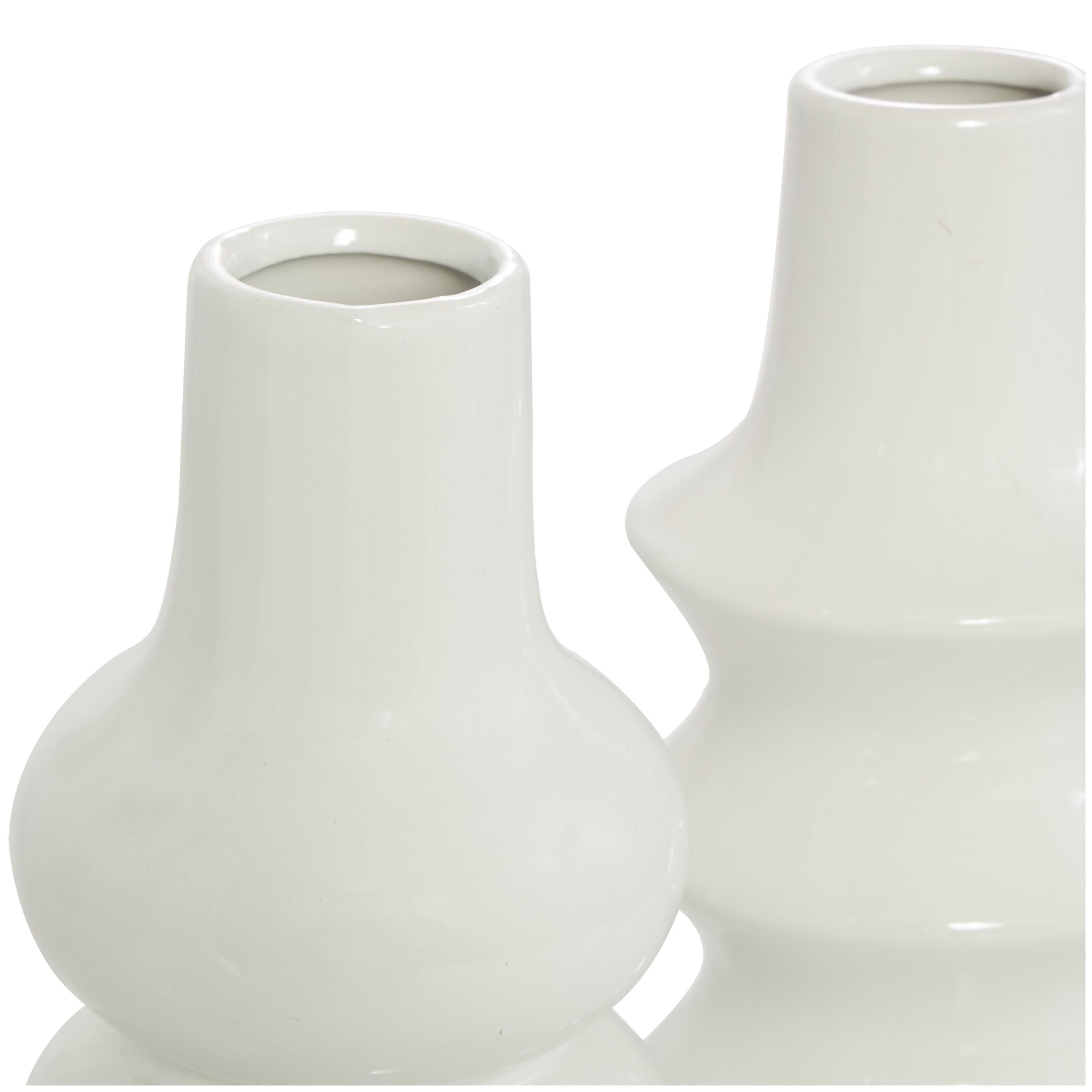 DecMode 4"W, 11"H Abstract Bubble Inspired White Ceramic Vase with Varying Shapes, Set of 3