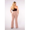thumbnail image 6 of Plus Size High Waist Soft Brushed Flare Pants - Latte, 6 of 9