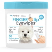 Petkin Fingertip Eye Wipes for Dogs and Cats, No Scent, 50 Finger Wipes, Micro-Bristle Fabric