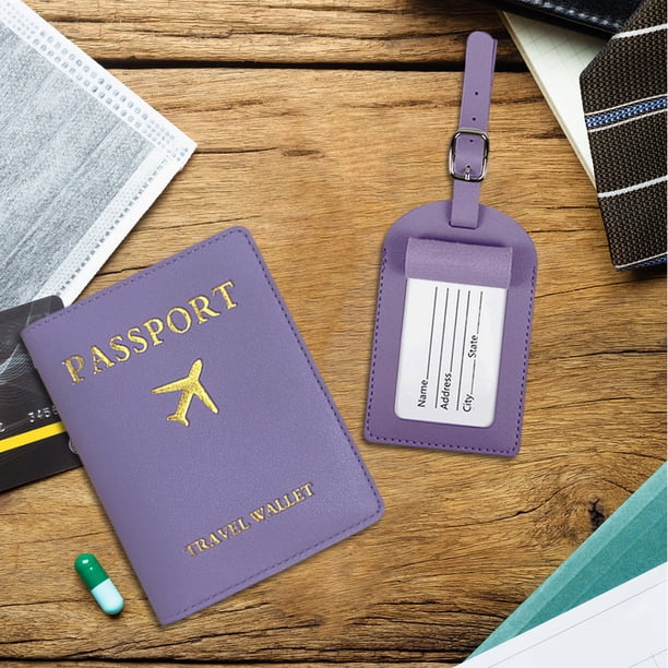 Funda para Pasaporte PU Unisex para Viaje (Etiqueta de Equipaje Porta Pasaporte Morado Taro) DQrwqpou Para Estrenar