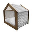 thumbnail image 2 of Geometric Pet House, Oriental Moroccan Like Rounds Circles Sea Wave Inspired Art Print, Outdoor & Indoor Portable Dog Kennel with Pillow and Cover, 5 Sizes, Black and White, by Ambesonne, 2 of 5