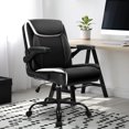 thumbnail image 5 of Office Mid Back Chair Adjustable Desk Chair Executive Comfortable PU Leather Ergonomic Gaming Back Support Home Computer with Flip-up Armrest Swivel Wheels, Black, 5 of 5