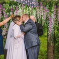 thumbnail image 3 of MINKUROW 12 Pack Wisteria Hanging Artificial Flowers Fake Bushy Silk Vine Garland String for Wedding Party Garden Greenery Home Wall Deco Milk, 3 of 7
