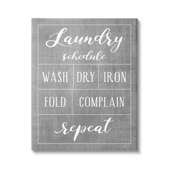 Laundry Schedule Humor Sign Typography Graphic Art Gallery Wrapped Canvas Print Wall Art