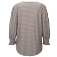 thumbnail image 6 of Women's Tops Casual T Shirt Crew Neck 7/8 Sleeve Loose Fit Ripple Pattern Blouse, 6 of 7