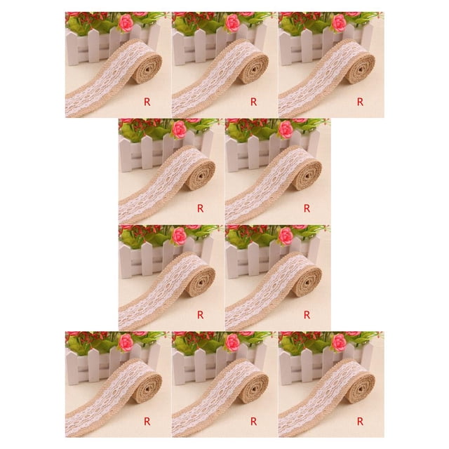 Ounissouiy Accesorio decorativo DIY superficie lisa accesorios de matrimonio accesorios de fiesta encaje de fiesta calcomanía de tela artesanía Blanco 9 1M 10piezas