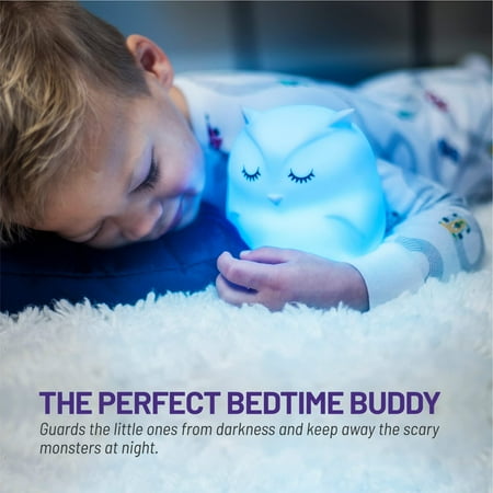 LumiPets - Kids' Night Light Owl Lamp with Remote - White