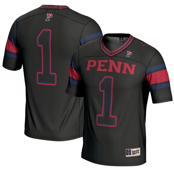 Men's GameDay Greats #1 Black Pennsylvania Quakers Endzone Football Jersey