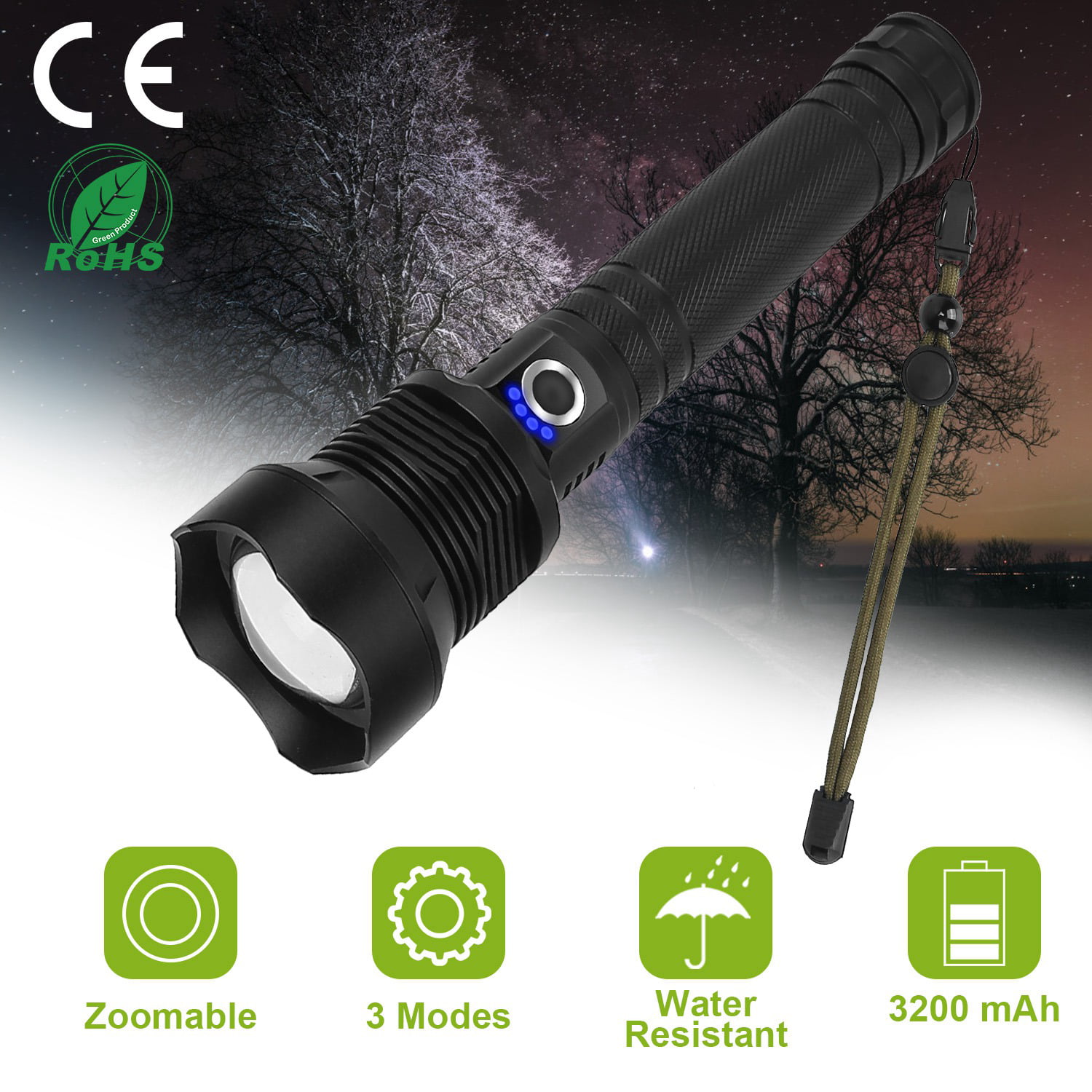 Details about   High Power Super Bright 900000LM Camping LED Flashlight Police Tactical Torch T6 