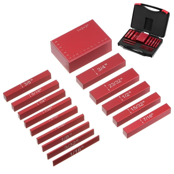Unique Bargains 15packs Setup Block Height Gauge Set for Carpenter, Construction, DIY Handyman Red