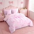 thumbnail image 2 of Erosebridal Pink Ribbon Bow 7-Piece Twin Bedding Sets For Girls,Cute Princess Bowknot Kids Bedding Comforter Set,Pink Reversible, 2 of 7