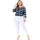 thumbnail image 3 of Women's Plus Size T-shirt Tye Dye Side Slit 3/4 Sleeve Stripe Top Grey 1X, 3 of 7