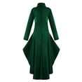thumbnail image 5 of Leodye Robe Médiévale à la Mode et Confortable pour Femmes, Queue-de-Pie, Ourlet Irrégulier, Haut long Rétro Vert 4(S), 5 of 5
