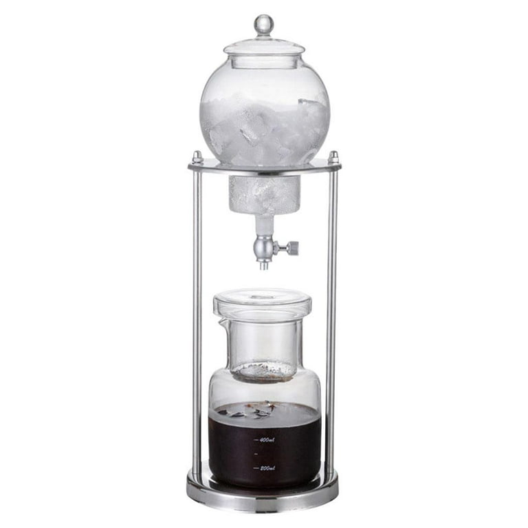 Smooth Cold Brew Coffee and Tea Maker, Dripper Iced Coffee Brewer Maker, Stainless Steel Filter, Borosilicate Glass Carafe 600ml, Size: 45x15cm, Clear